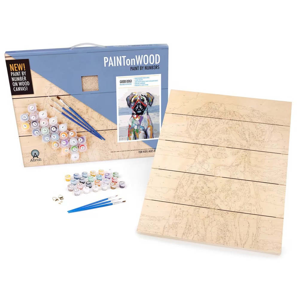 Abroli Paint On Wood By Number Kit Good Dog ABILPWG01 15.75x19.75 Large DIY Art